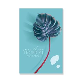 【24mama 掛畫】單聯式 油畫布 植物 時尚 設計 熱帶雨林 葉子 夏天 浪漫 無框畫-40x60cm(藍紅龜背竹)