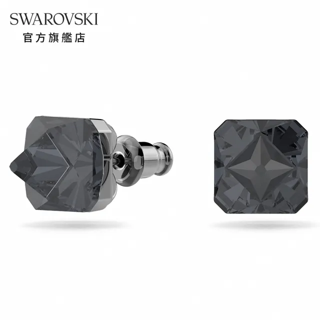 【SWAROVSKI 官方直營】Ortyx 耳釘 三角形切割Swarovski水晶 灰色 鍍黑鉻色 交換禮物