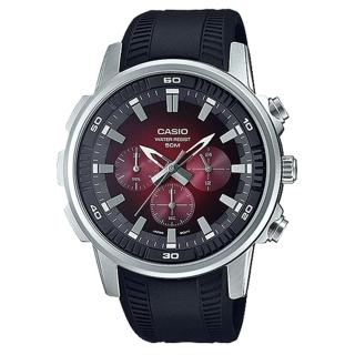 【CASIO 卡西歐】指標錶 三眼計時 樹脂錶帶 防水50米 MTP-E505(MTP-E505-4A)