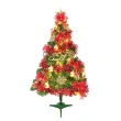 【摩達客】耶誕-4尺/4呎 120cm 特仕幸福型裝飾綠色聖誕樹(綺紅金雪系配件+50燈LED燈暖白光*1附控制器)