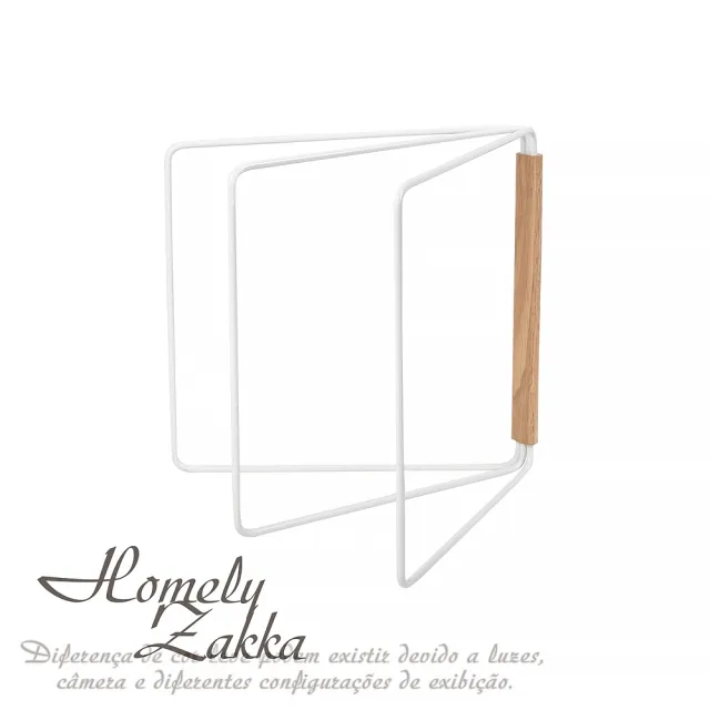 【Homely Zakka】日式簡約鐵藝木質摺疊抹布架/毛巾架