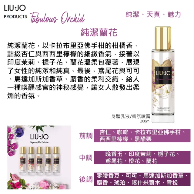 【Liu Jo】高貴優雅純潔蘭花香氛噴霧 200ml(專櫃公司貨)