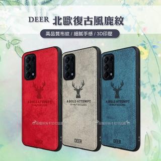 【DEER】OPPO Reno5 5G 北歐復古風 鹿紋手機保護殼 有吊飾孔