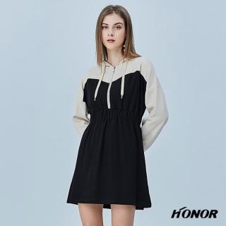 【HONOR 山形屋】拼接造型連帽洋裝(MOMO獨家限定)