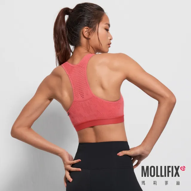 【Mollifix 瑪莉菲絲】A++舒適包覆呼吸BRA、瑜珈服、無鋼圈、運動內衣(珊瑚橘)