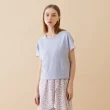 【MASTINA】下襬裝飾-女短袖針織衫 素面 藍 粉 米(三色/魅力商品/版型適中)