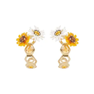 【Les Nereides】甜蜜蜂光-雛菊與蜂巢圈型耳環