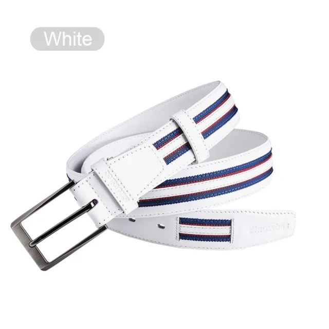 【Snowbee 司諾比】紅白藍配色皮帶 英國旗3色元素(騎馬 高球 網球高爾夫球褲皮帶 真皮革、英倫高雅風皮帶)