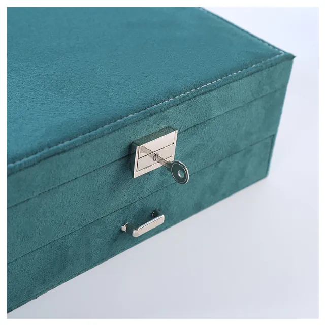 【HaNA 梨花】低調奢華麂皮絨珍藏珠寶盒．貝琳雙層飾品收納盒