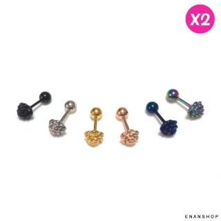 【ENANSHOP 惡南宅急店】鈦鋼玫瑰花耳環2入組 不生鏽 抗過敏 可戴著洗澡 韓國個性 耳環 小花 耳
