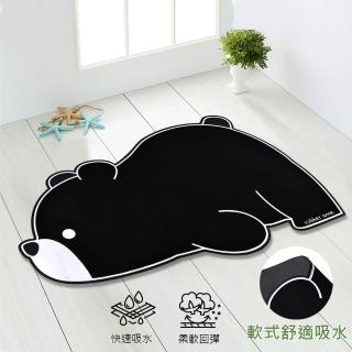 【怪獸居家生活】rubber anne 臺灣製 10秒頂吸 軟式珪藻土吸水地墊 黑白動物園(黑熊 貓咪 馬來貘)