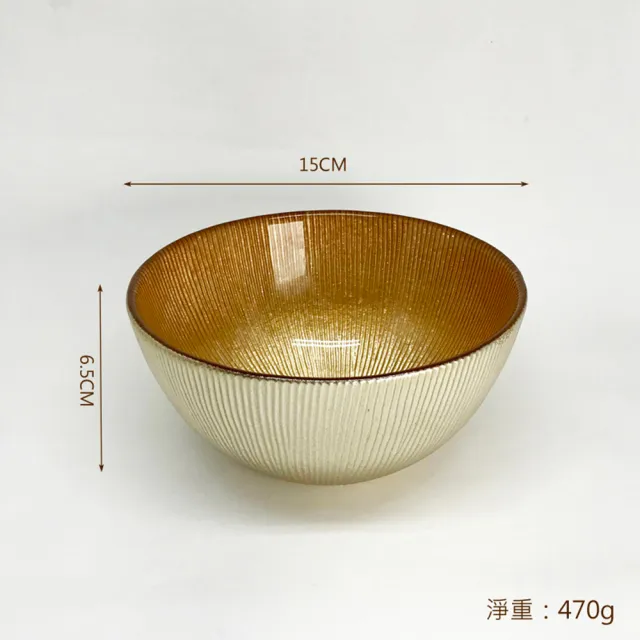 【YU Living 信歐傢居】創意電鍍流線紋玻璃餐碗二件組 圓碗(二件一組/600ML/3色/金.紅.黑色)