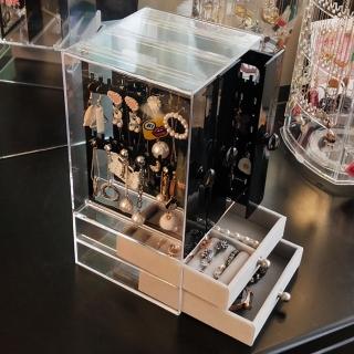 【HaNA 梨花】耳環展示盒透明升級版珠寶盒．雙層抽屜飾品收納盒