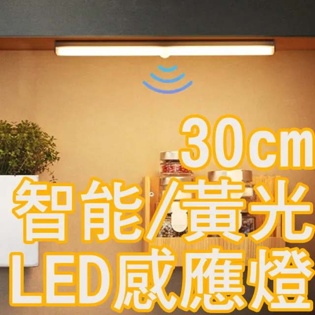 智能LED人體感應燈 暖黃燈/白光30cm(磁吸燈 LED燈 小夜燈 露營燈)
