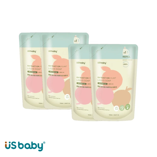 【US BABY 優生】嬰兒植淨酵素洗衣液體皂補充包1000ml(4包)