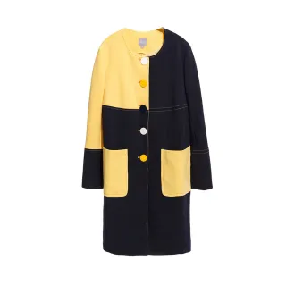 【iROO】普普藝術撞色中長外套