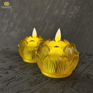 【新韻傳音】祈願琉璃心燈 電池式 黃色(直徑5.3cm／2入組 中元普渡拜拜)