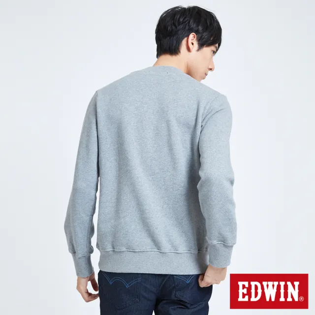 【EDWIN】男裝 小高領格紋LOGO厚長袖T恤(灰褐色)