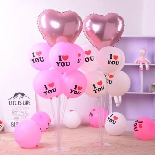 粉系愛心告白氣球桌飄1組(派對 告白 氣球 婚房佈置 驚喜 情人節 求婚)