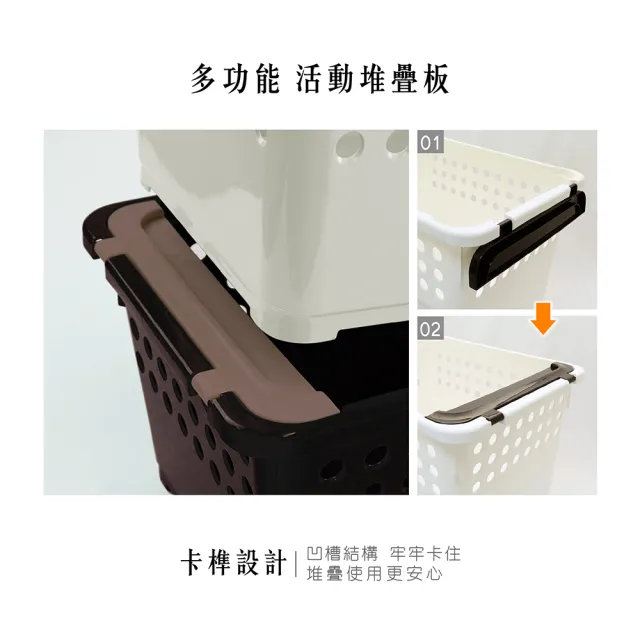 【日本平和HEIWA】堆疊收納籃/雙色(淺型印花)