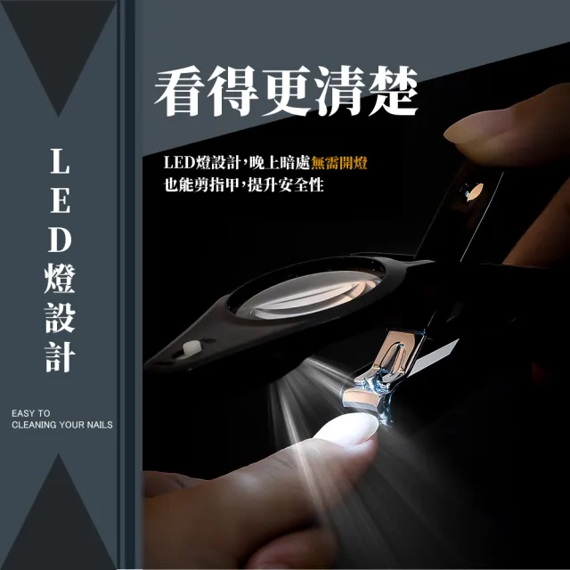 【加倍剪剪】日式LED燈放大鏡指甲剪(銼刀 磨甲刀 挫甲刀 指甲鉗 美甲剪 修甲工具 多功能指甲刀)