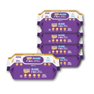 【包寧安】成人護理純水加大柔濕紙巾-加蓋(80抽x5包/箱)