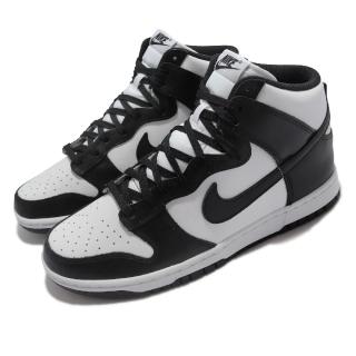 【NIKE 耐吉】休閒鞋 Dunk HI Retro 運動 男女鞋 經典款 高筒 熊貓配色 情侶穿搭 皮革 黑 白(DD1399-105)