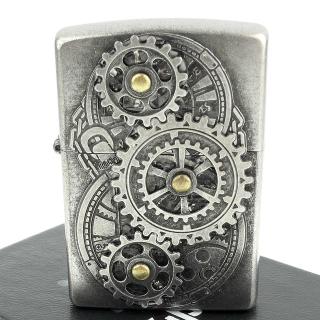 【Zippo】日系-Gear Metal-立體齒輪設計打火機(仿舊銀款)