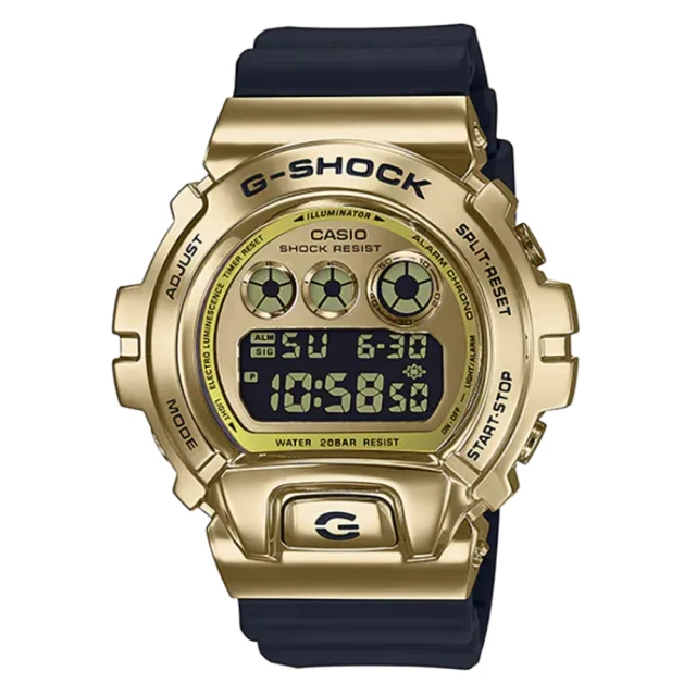 【CASIO 卡西歐】G-SHOCK 金屬錶圈 透明手錶(黑金_GM-6900G-9)
