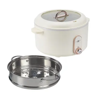【MOLIJIA 魔力家】M25 多功能美食料理不沾快煮電火電湯鍋3L+M2209不鏽鋼蒸籠(BY011025/SY011022-09)