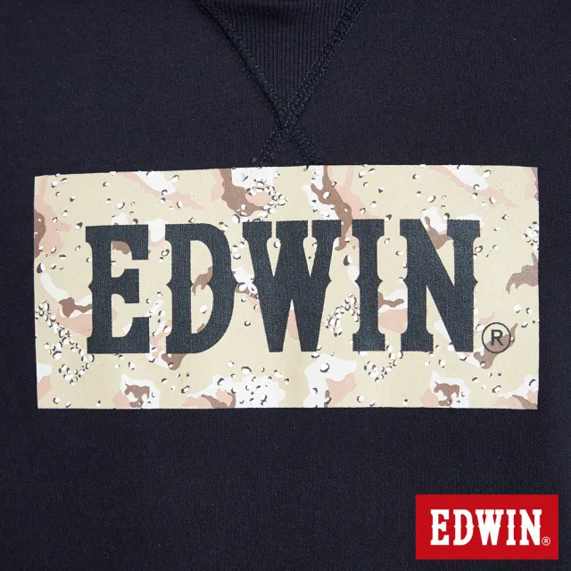 【EDWIN】男裝 沙漠迷彩長袖連帽T恤(黑色)