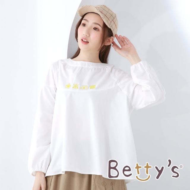 【betty’s 貝蒂思】圓領落肩特色繡圖上衣(白色)