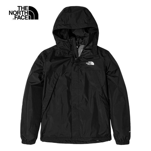 【The North Face 官方旗艦】北面男款黑色DryVent防水透氣連帽衝鋒衣｜7QOHJK3(外套)