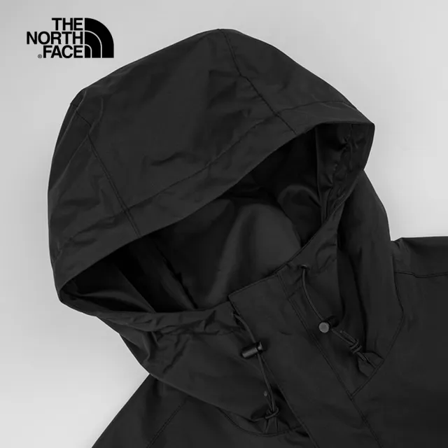 【The North Face 官方旗艦】北面男款黑色防水透氣連帽衝鋒衣｜7QOHJK3