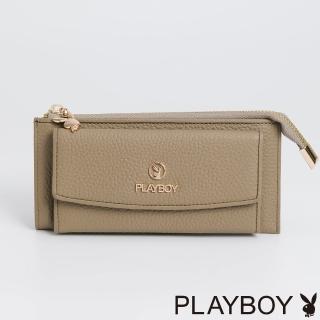 【PLAYBOY】翻蓋長夾 Fancy系列(杏色)