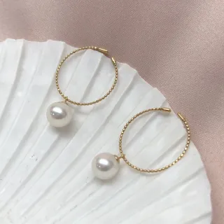 【Elegant 珍愛宣言】進口18K金記憶圈Akoya珍珠兩用耳環(珍珠耳環 18k金飾品)