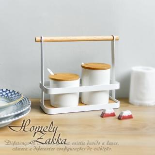 【Homely Zakka】日式簡約鐵藝木棍手提瓶罐置物架/調味料罐收納架