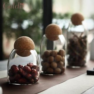 【Caldo 卡朵生活】圓球軟木塞耐熱玻璃儲物罐-三入組