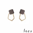 【INES】韓國設計S925銀針法式復古幾何圖樣拼接耳環(S925銀針耳環 圖樣耳環 復古耳環)