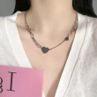 【00:00】韓國設計不對稱鍊條愛心造型項鍊(不對稱項鍊 鍊條項鍊 愛心項鍊)