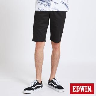 【EDWIN】男裝 EDGE酷涼經典休閒五分褲 紅色袋花(黑色)