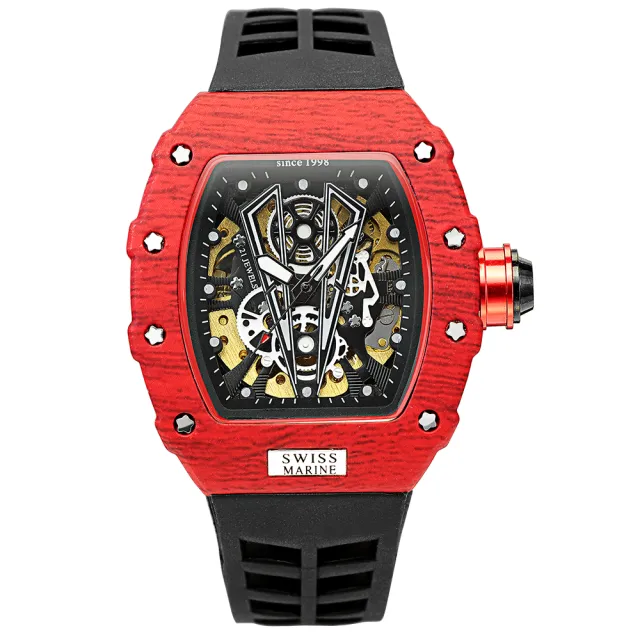 SWISS MARINE】鋼鐵酷炫酒桶機械腕錶(四款選擇) momo購物網- 好評