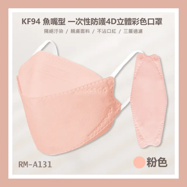 【IS】RM-A131 KF94魚嘴型一次性防護4D立體彩色口罩 10入/包