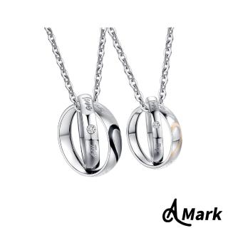 【A MARK】鈦鋼項鍊 情人節禮物 水鑽項鍊 情侶項鍊/愛情永恆閃鑽戒環316L鈦鋼項鍊(2色任選)
