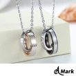 【A MARK】鈦鋼項鍊 戒環項鍊 美鑽項鍊 情侶項鍊/心電圖美鑽雙圈戒環造型316L鈦鋼項鍊(2色任選)