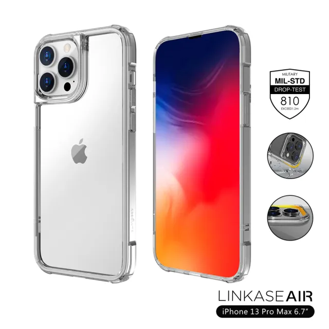 【ABSOLUTE】iPhone 13 Pro Max 6.7吋專用 LINKASEAIR軍規防摔抗變色抗菌大猩猩玻璃保護殼(不思議淨透)