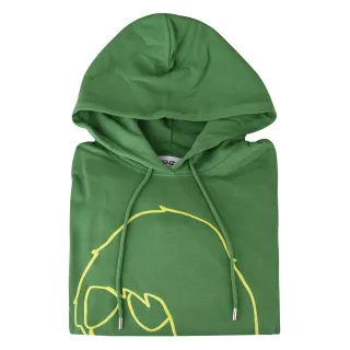 【KENZO】KENZO刺繡字母LOGO人物線條設計棉質長袖連帽T-Shirt(黃x綠)