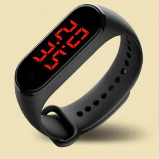 USB充電智能LED電子手錶(小米錶帶3/4/5/6代相容 智慧運動夜光數字手環)