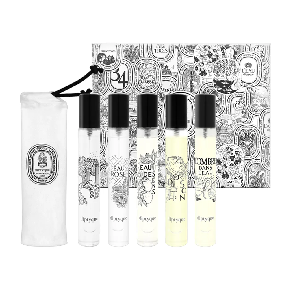 【Diptyque】經典淡香水禮盒 7.5ml*5(杜桑+玫瑰之水+影中之水+感官之水+希臘無花果-國際航空版)