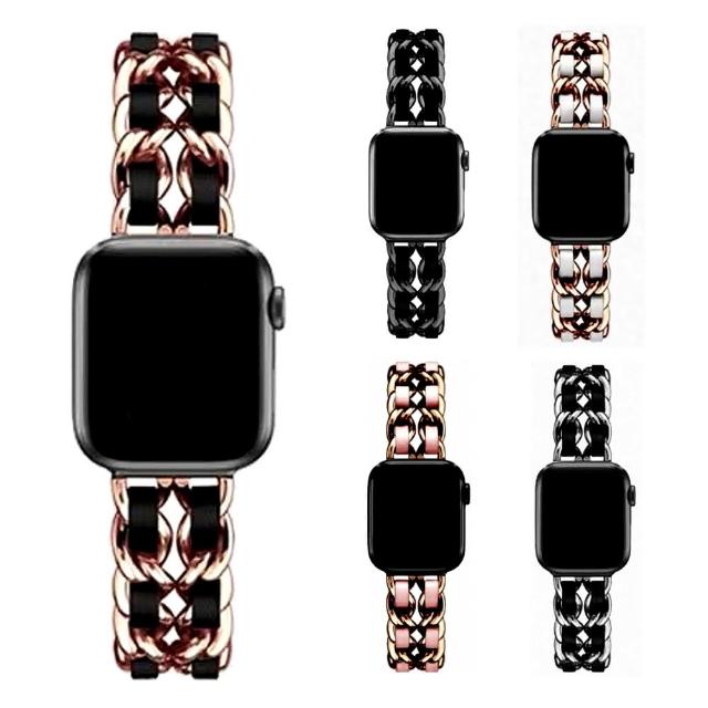 【原廠代用】Apple Watch時尚小香風金屬皮革錶帶(多款可選)